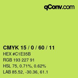 颜色代码: CMYK 15 / 0 / 60 / 11 | qconv.com