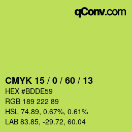 Color code: CMYK 15 / 0 / 60 / 13 | qconv.com