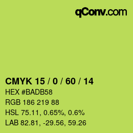 颜色代码: CMYK 15 / 0 / 60 / 14 | qconv.com
