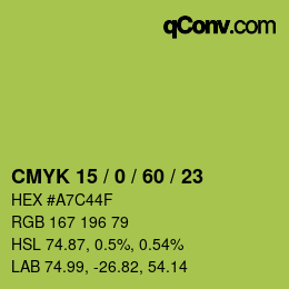 Color code: CMYK 15 / 0 / 60 / 23 | qconv.com