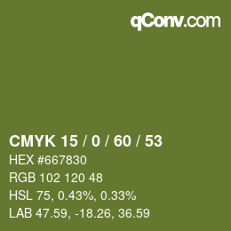 颜色代码: CMYK 15 / 0 / 60 / 53 | qconv.com