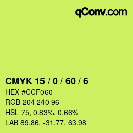 颜色代码: CMYK 15 / 0 / 60 / 6 | qconv.com