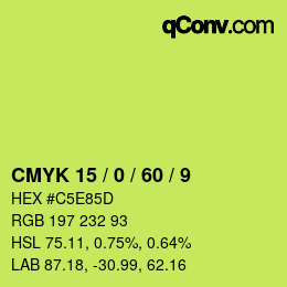 カラーコード: CMYK 15 / 0 / 60 / 9 | qconv.com