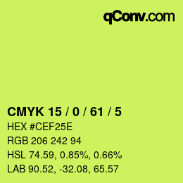 Color code: CMYK 15 / 0 / 61 / 5 | qconv.com