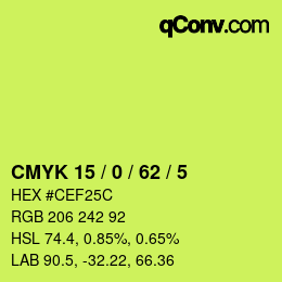 Color code: CMYK 15 / 0 / 62 / 5 | qconv.com