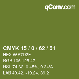 颜色代码: CMYK 15 / 0 / 62 / 51 | qconv.com