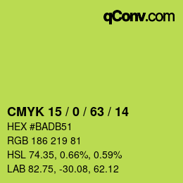颜色代码: CMYK 15 / 0 / 63 / 14 | qconv.com