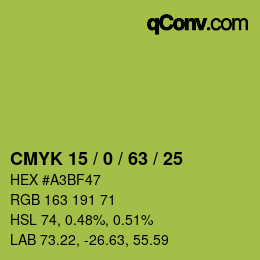 Color code: CMYK 15 / 0 / 63 / 25 | qconv.com