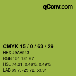 カラーコード: CMYK 15 / 0 / 63 / 29 | qconv.com