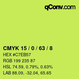 Color code: CMYK 15 / 0 / 63 / 8 | qconv.com