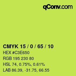カラーコード: CMYK 15 / 0 / 65 / 10 | qconv.com