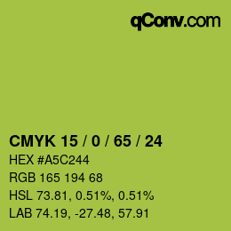 颜色代码: CMYK 15 / 0 / 65 / 24 | qconv.com