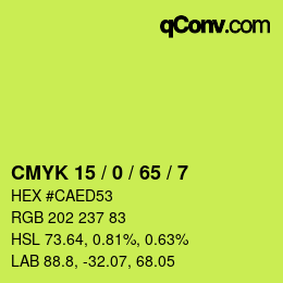Color code: CMYK 15 / 0 / 65 / 7 | qconv.com