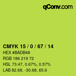 颜色代码: CMYK 15 / 0 / 67 / 14 | qconv.com