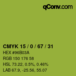 Color code: CMYK 15 / 0 / 67 / 31 | qconv.com