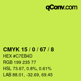 Color code: CMYK 15 / 0 / 67 / 8 | qconv.com