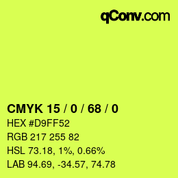 Color code: CMYK 15 / 0 / 68 / 0 | qconv.com