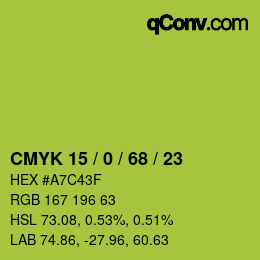 カラーコード: CMYK 15 / 0 / 68 / 23 | qconv.com