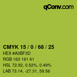 颜色代码: CMYK 15 / 0 / 68 / 25 | qconv.com