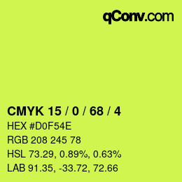 カラーコード: CMYK 15 / 0 / 68 / 4 | qconv.com