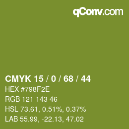颜色代码: CMYK 15 / 0 / 68 / 44 | qconv.com