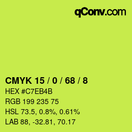 カラーコード: CMYK 15 / 0 / 68 / 8 | qconv.com