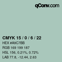 Color code: CMYK 15 / 0 / 6 / 22 | qconv.com