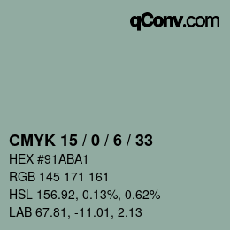 Color code: CMYK 15 / 0 / 6 / 33 | qconv.com
