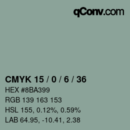 颜色代码: CMYK 15 / 0 / 6 / 36 | qconv.com