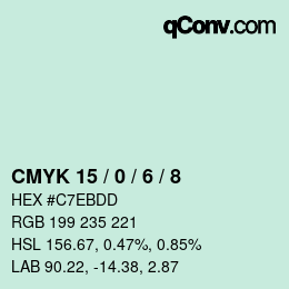 カラーコード: CMYK 15 / 0 / 6 / 8 | qconv.com