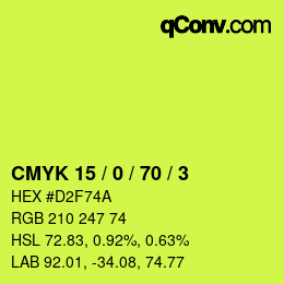 颜色代码: CMYK 15 / 0 / 70 / 3 | qconv.com