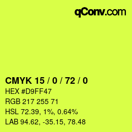 Color code: CMYK 15 / 0 / 72 / 0 | qconv.com