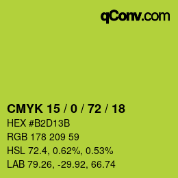 颜色代码: CMYK 15 / 0 / 72 / 18 | qconv.com
