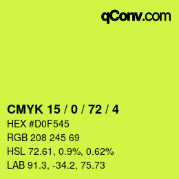 Color code: CMYK 15 / 0 / 72 / 4 | qconv.com