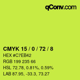 Color code: CMYK 15 / 0 / 72 / 8 | qconv.com