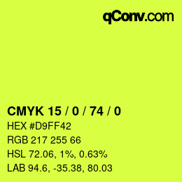 颜色代码: CMYK 15 / 0 / 74 / 0 | qconv.com