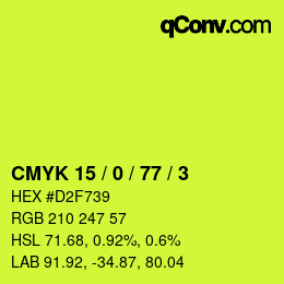 カラーコード: CMYK 15 / 0 / 77 / 3 | qconv.com