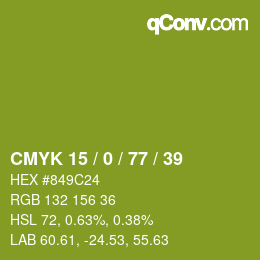 颜色代码: CMYK 15 / 0 / 77 / 39 | qconv.com