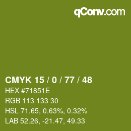 颜色代码: CMYK 15 / 0 / 77 / 48 | qconv.com