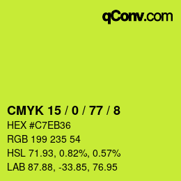 カラーコード: CMYK 15 / 0 / 77 / 8 | qconv.com
