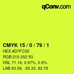 Color code: CMYK 15 / 0 / 79 / 1 | qconv.com