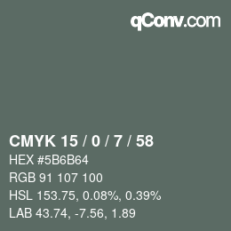 Código de color: CMYK 15 / 0 / 7 / 58 | qconv.com