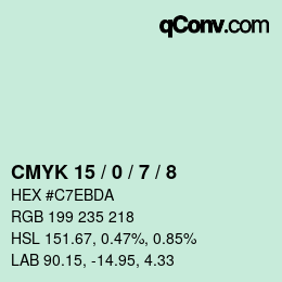 カラーコード: CMYK 15 / 0 / 7 / 8 | qconv.com