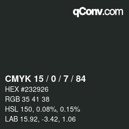 颜色代码: CMYK 15 / 0 / 7 / 84 | qconv.com