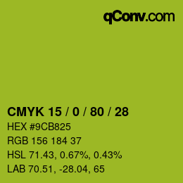颜色代码: CMYK 15 / 0 / 80 / 28 | qconv.com