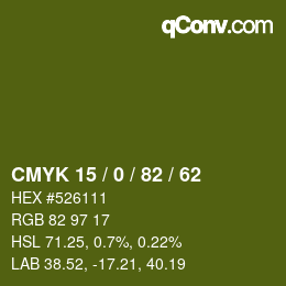 颜色代码: CMYK 15 / 0 / 82 / 62 | qconv.com