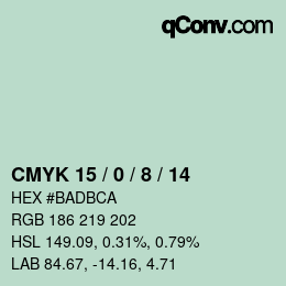 カラーコード: CMYK 15 / 0 / 8 / 14 | qconv.com
