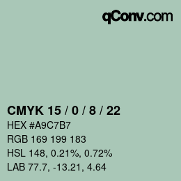 Color code: CMYK 15 / 0 / 8 / 22 | qconv.com