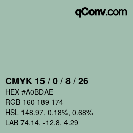 カラーコード: CMYK 15 / 0 / 8 / 26 | qconv.com
