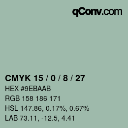 Color code: CMYK 15 / 0 / 8 / 27 | qconv.com